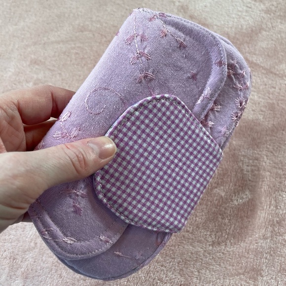 Handmade Wallet Patchwork Cottagecore Lilac and Pink Floral Gingham Embroidered - Picture 4 of 11